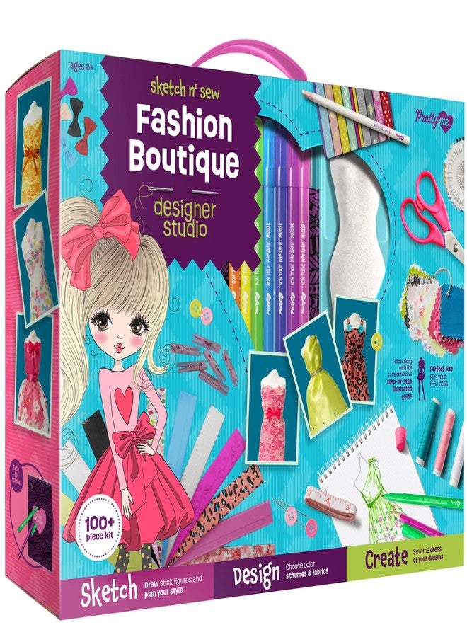 Pretty Me Fashion Design Studio - Sewing Kit for Kids - Designer Dress Girls Arts Crafts Kits Ages 8, 9, 10, 11, 12 Age - Sketch, Sew, Style - Kid Art Projects Gift - Girl Craft Activities Gifts - Image 1